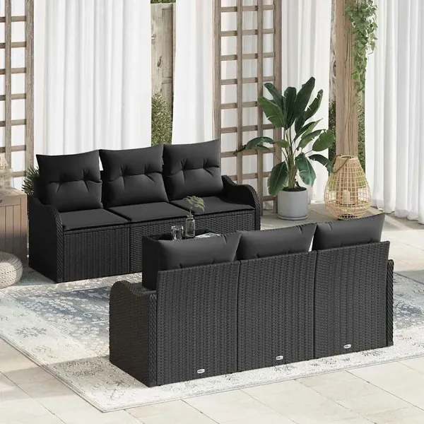 Ensemble de canapé de jardin Noir 55 x 55 x 37 cm polyrotin
