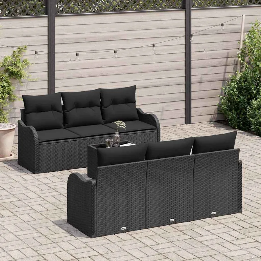 Ensemble de canapé de jardin Noir 55 x 55 x 37 cm polyrotin - 3