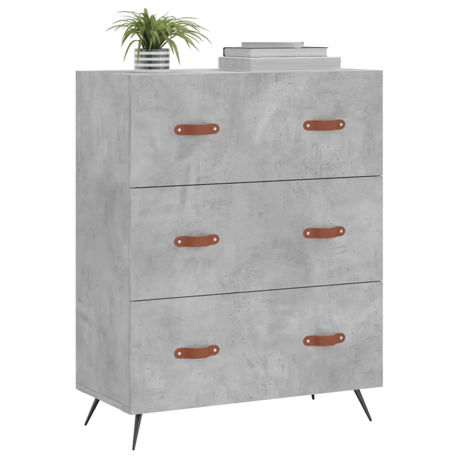 Commode gris béton 69,5 x 34 x 90 cm bois d'ingénierie - 3