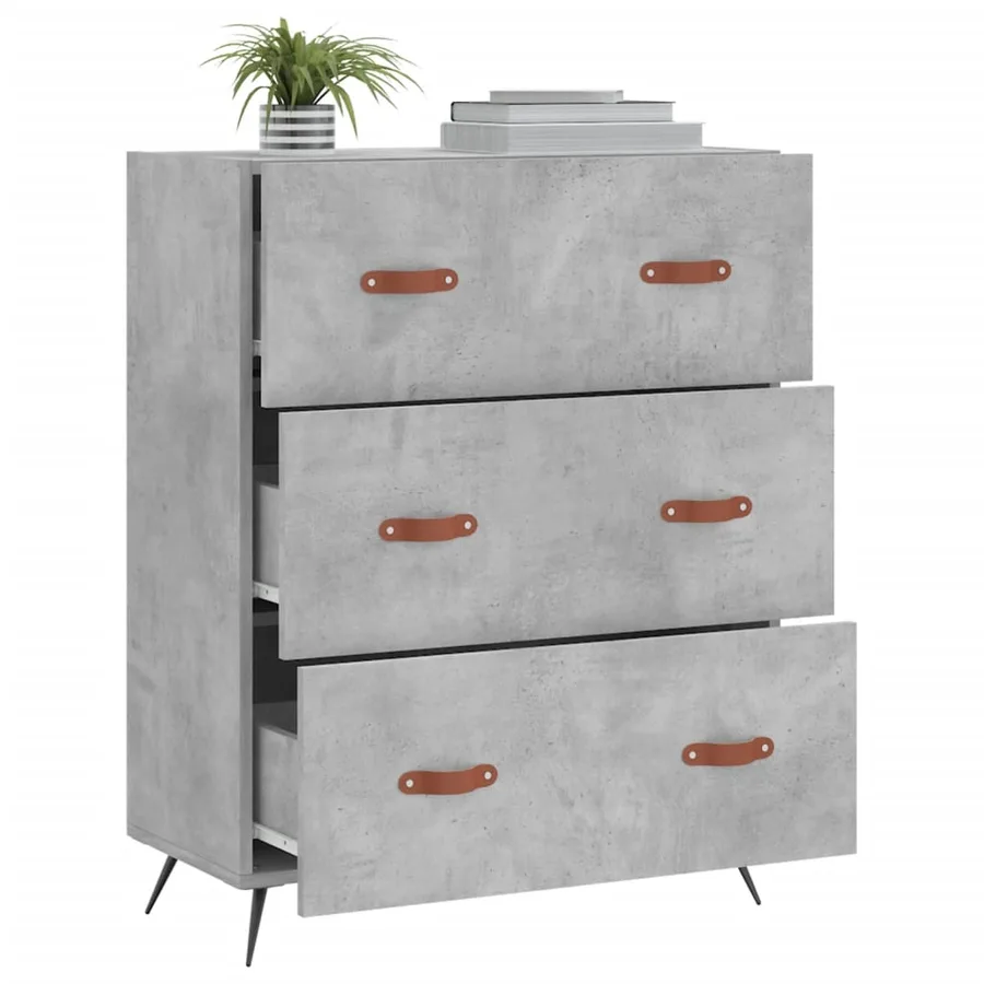 Commode gris béton 69,5 x 34 x 90 cm bois d'ingénierie - 4
