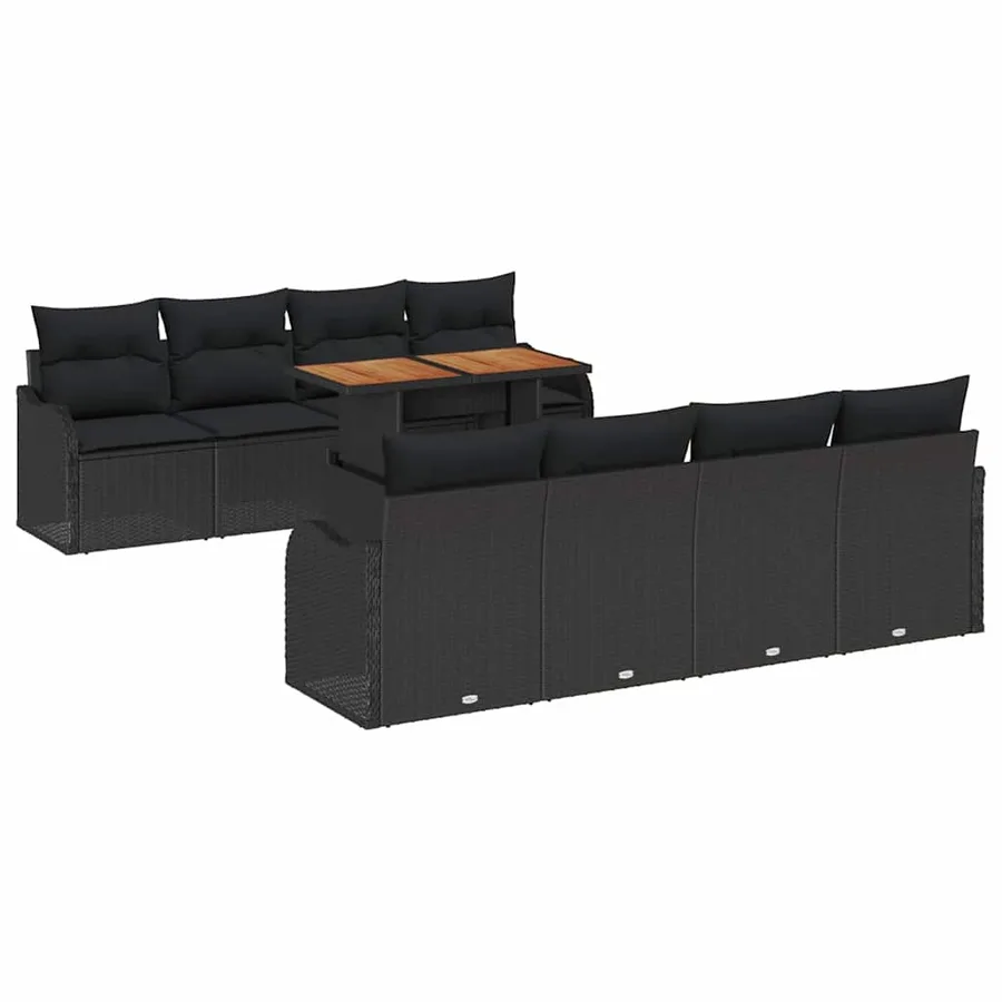 Ensemble de canapé de jardin avec coussin 7 pcs Noir - 2