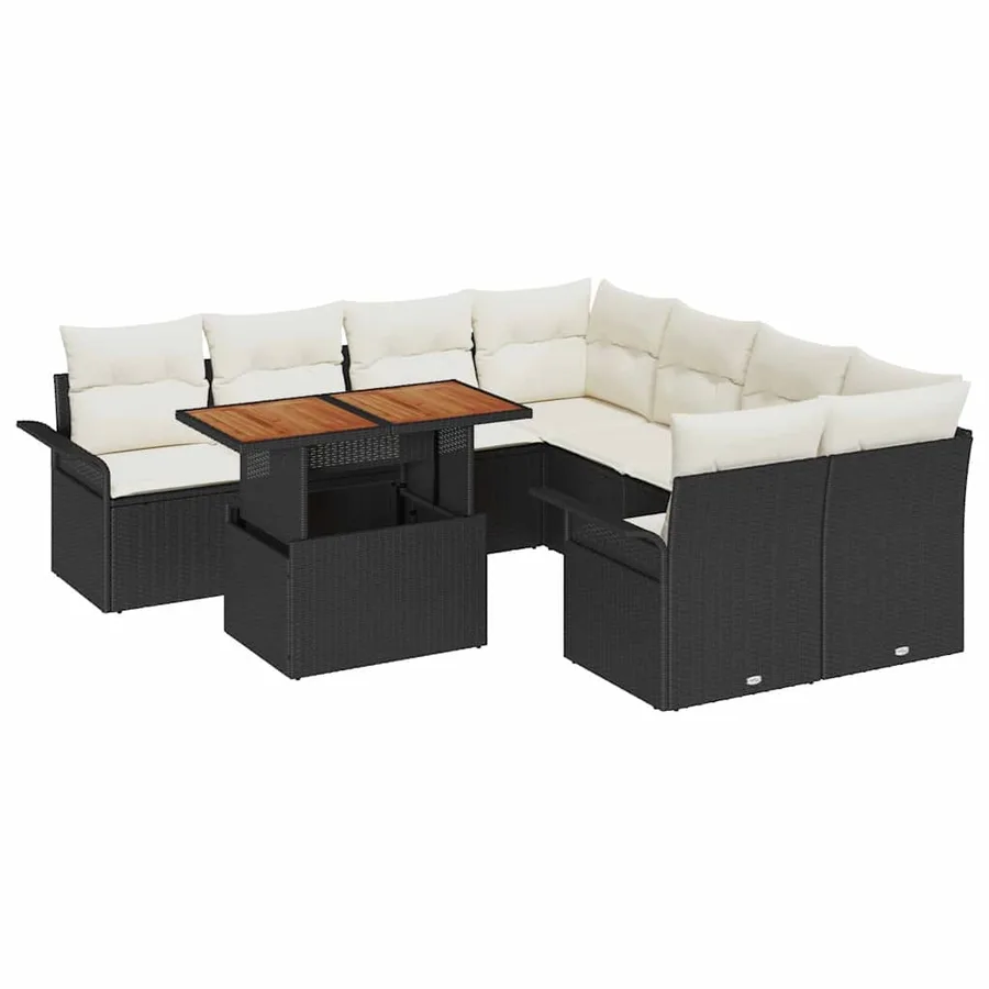Ensemble de canapé de jardin avec coussin Noir et crème - 2