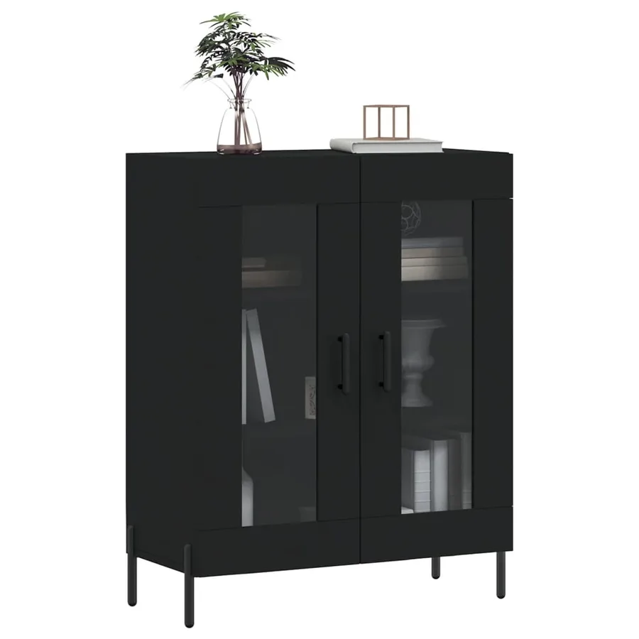 Buffet noir 69,5x34x90 cm bois d'ingénierie - 3