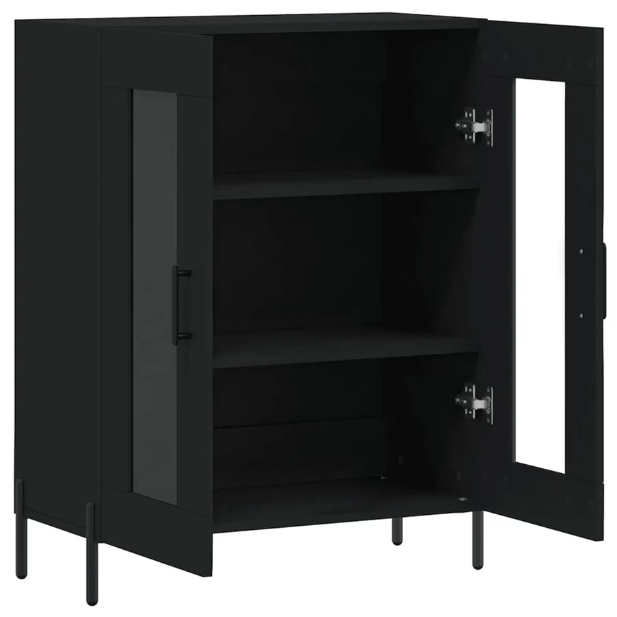 Buffet noir 69,5x34x90 cm bois d'ingénierie - 6