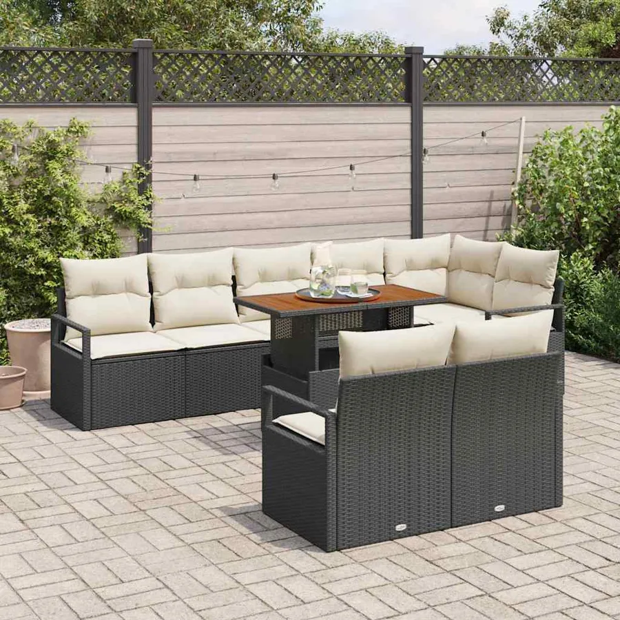 Ensemble de canapé de jardin 9 pc 8-Nombre de places - 3