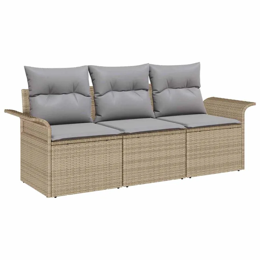 Ensemble de canapé de jardin 3 pcs Beige Poly rotin - 2
