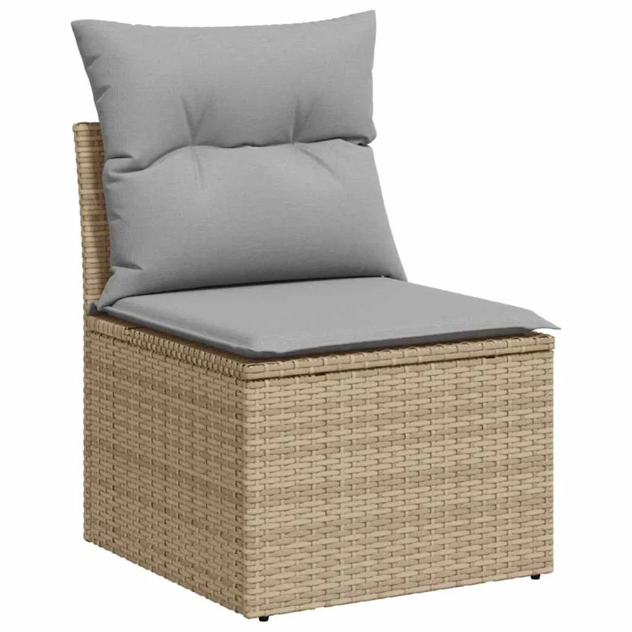 Ensemble de canapé de jardin 7 pcs Beige Poly rotin - 4