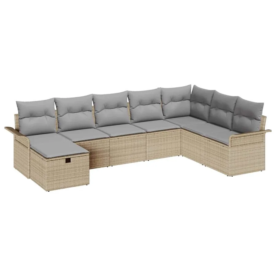 Ensemble de canapé de jardin 8 pcs Beige Poly rotin - 2