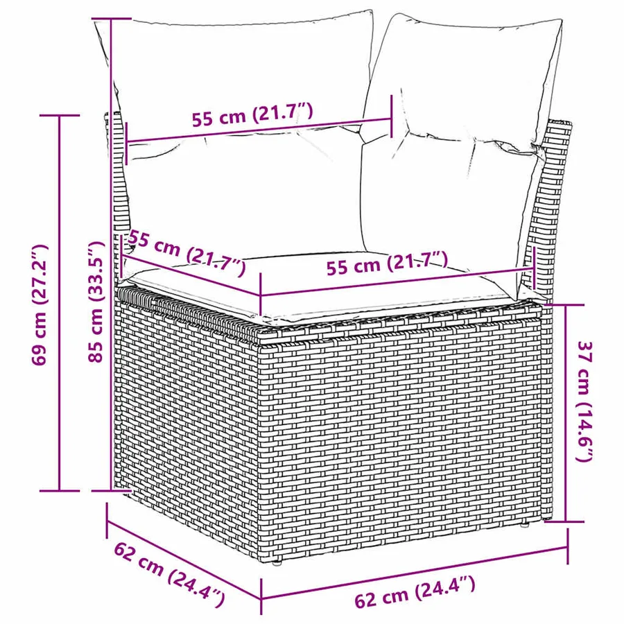 Ensemble de Canapés avec coussin 11 pcs Noir polyrotin - 13