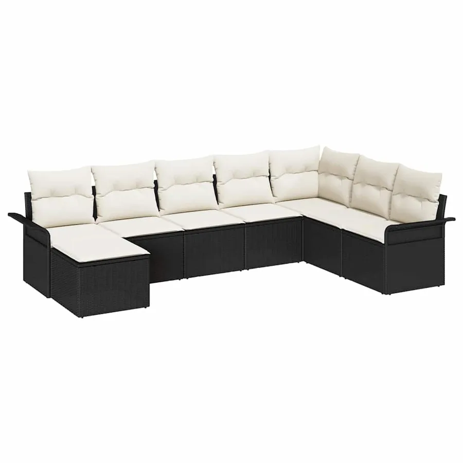 Ensemble de canapé de jardin avec coussin 8 pcs Noir polyrotin - 2