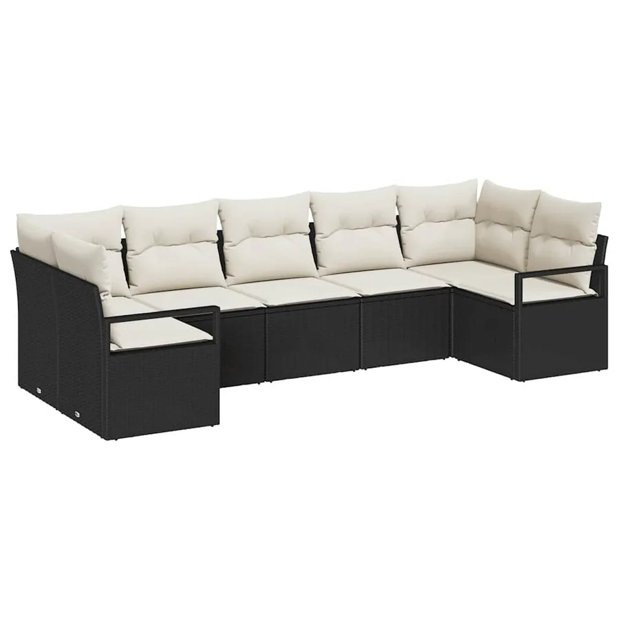 Ensemble de Canapés avec coussin 7 pcs Noir polyrotin - 2