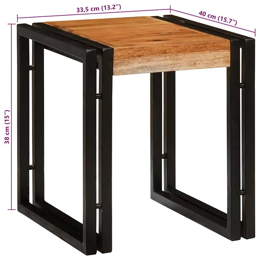 Table Gigogne 3 pcs Bois d'acacia massif et métal - 11