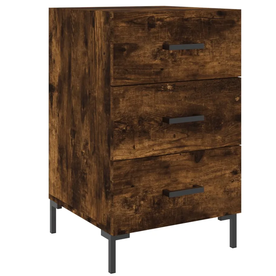 Table de chevet chêne fumé 40x40x66 cm bois d'ingénierie - 2