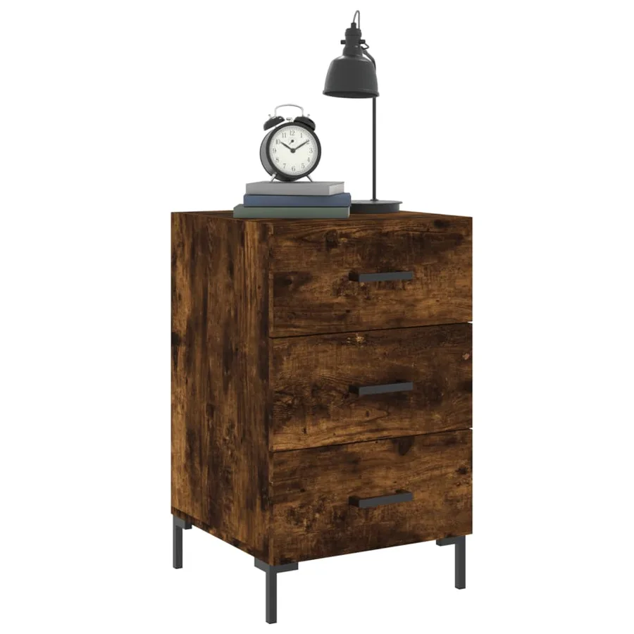 Table de chevet chêne fumé 40x40x66 cm bois d'ingénierie - 3