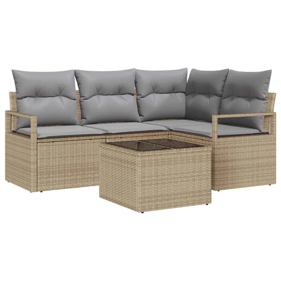 Ensemble de Canapés 5 pcs Beige polyrotin - 2