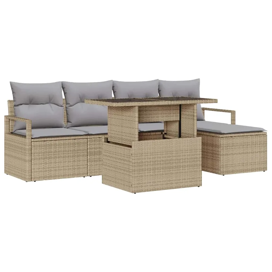 Ensemble de canapé de jardin 6 pcs beige et gris clair - 2