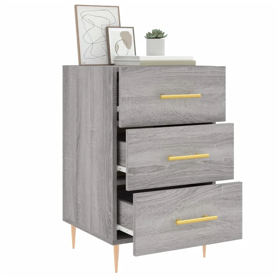 Table de chevet sonoma gris 40x40x66 cm bois d'ingénierie - 4
