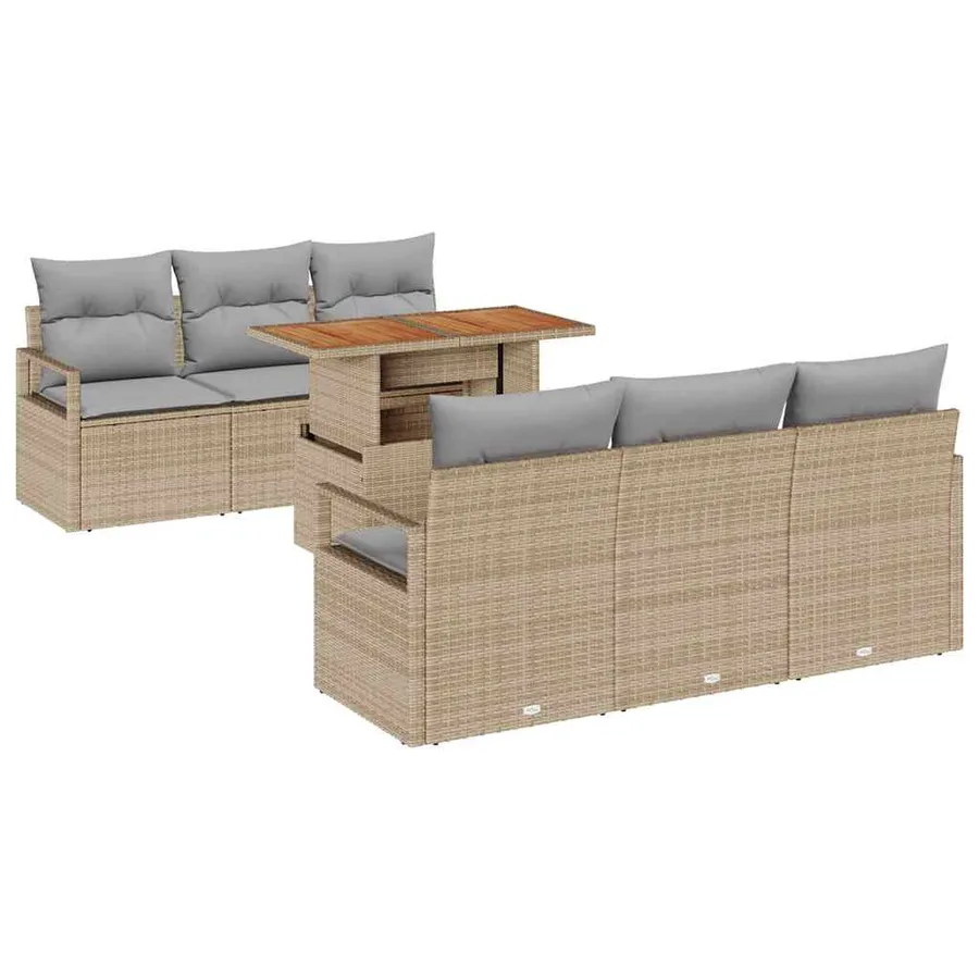 Ensemble de canapé de jardin 7 pcs beige et gris clair - 2
