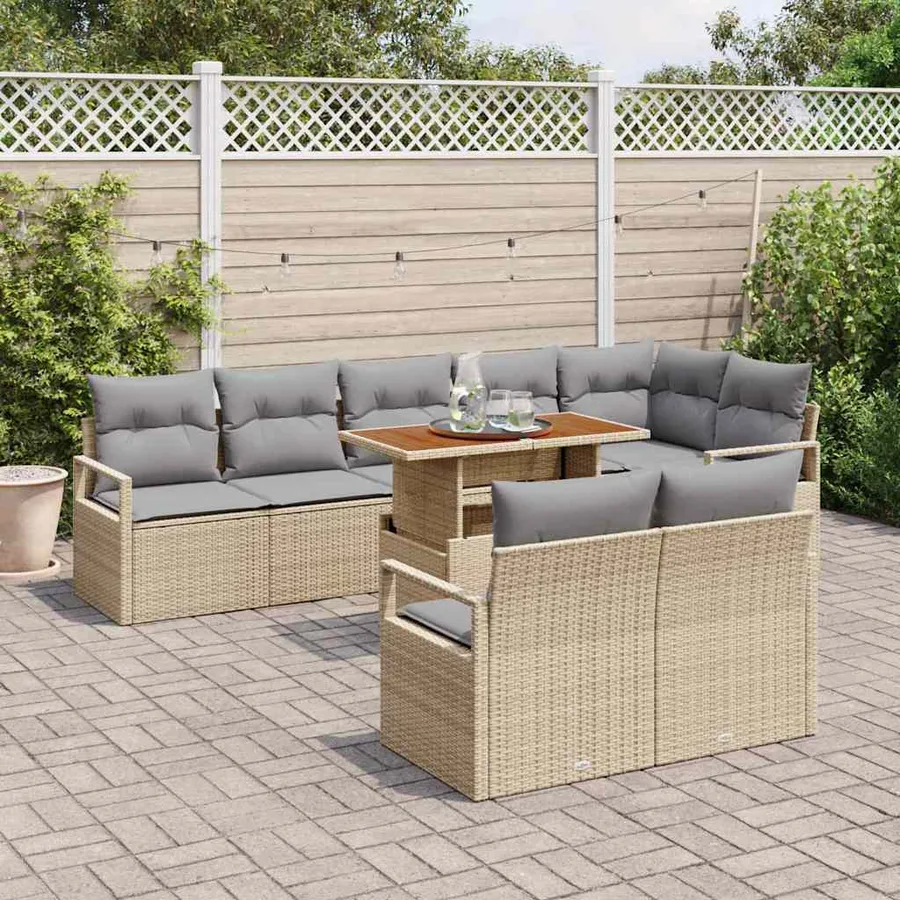 Ensemble de canapé de jardin 9 pc 8-Nombre de places - 3