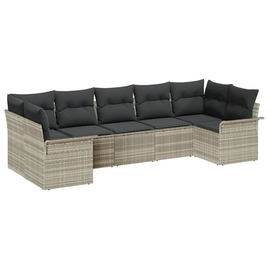 Ensemble de canapé de jardin 7 pcs Gris clair Poly rotin - 2