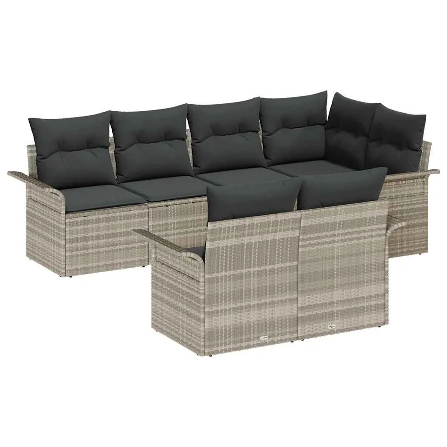 Ensemble de canapé de jardin 7 pcs Gris clair Poly rotin - 2