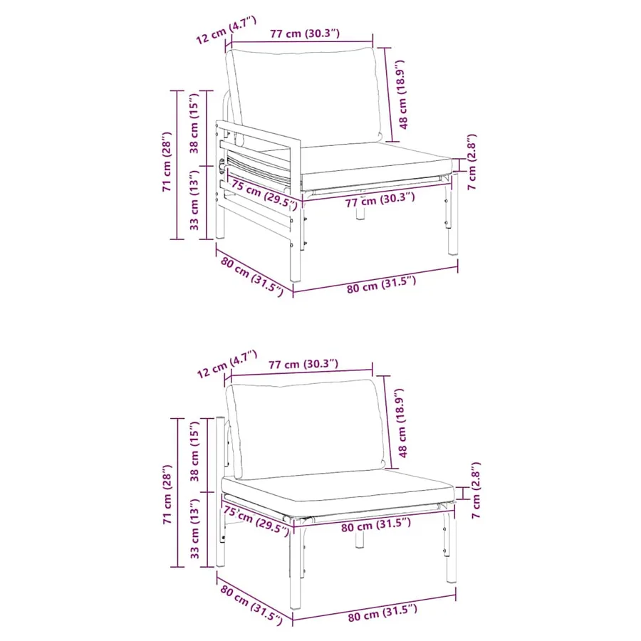 Ensemble de canapé de jardin avec coussin 3 pcs Noir Acier - 13