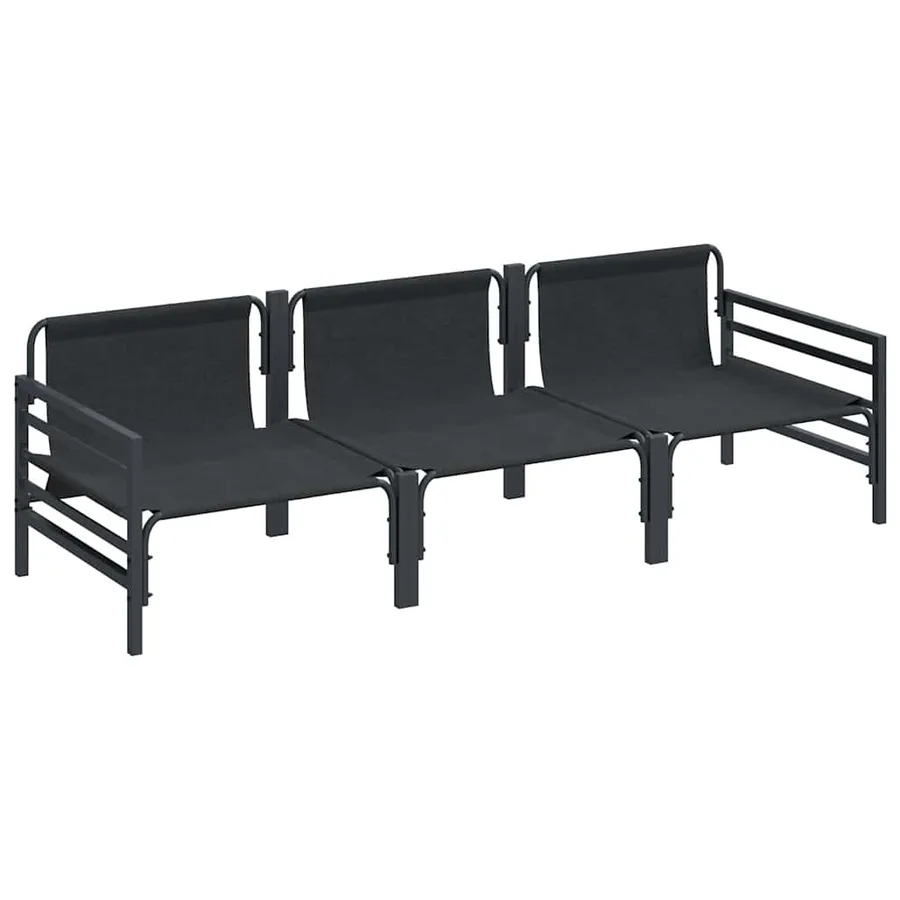 Ensemble de canapé de jardin avec coussin 3 pcs Noir Acier - 7