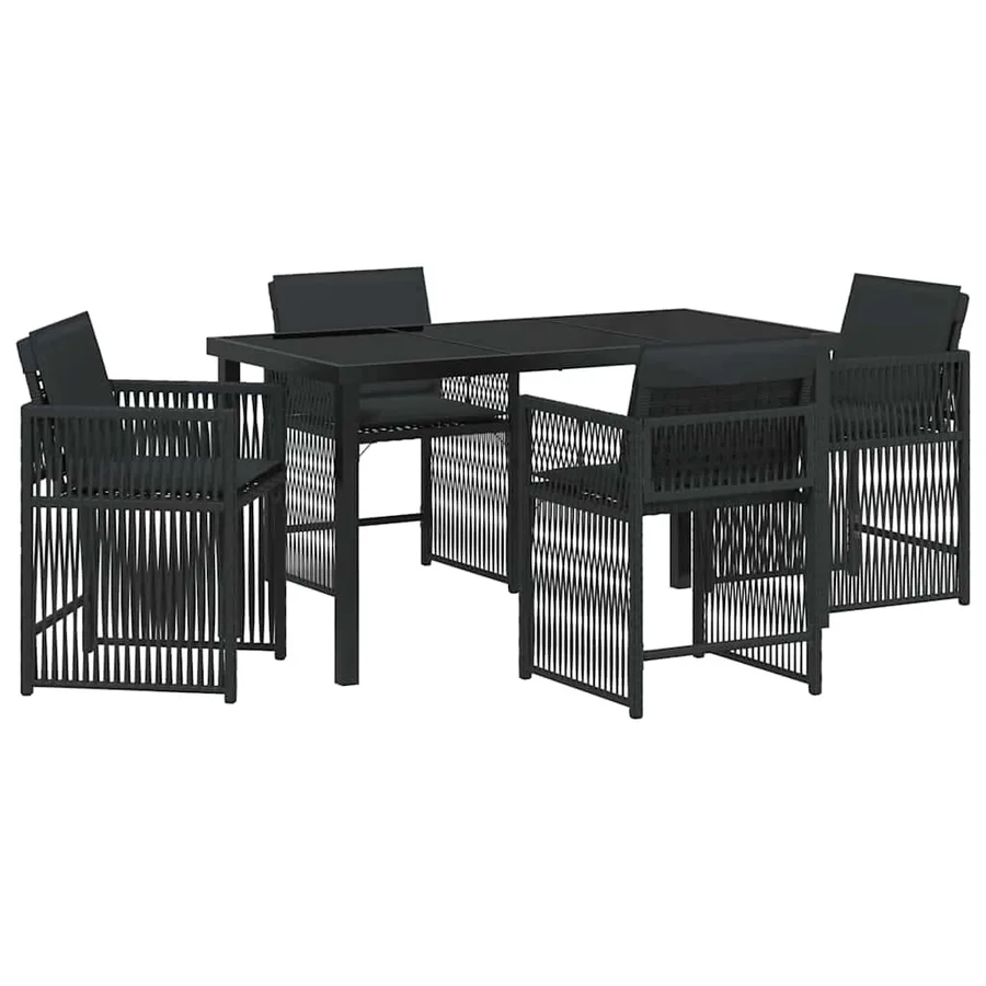 Ensemble de salle à manger pour jardin 5 pcs Noir polyrotin - 2