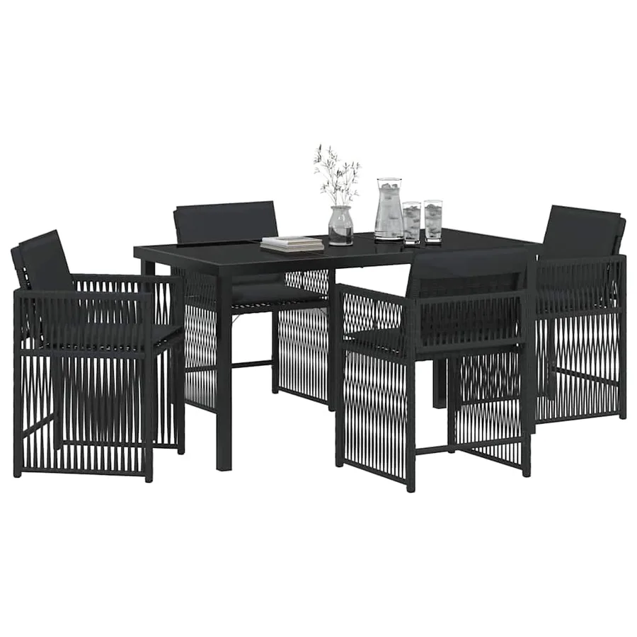 Ensemble de salle à manger pour jardin 5 pcs Noir polyrotin - 3