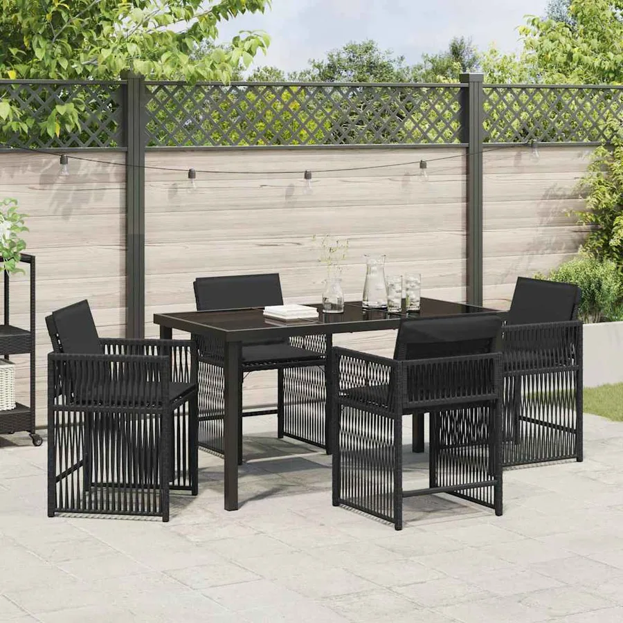 Ensemble de salle à manger pour jardin 5 pcs Noir polyrotin - 4