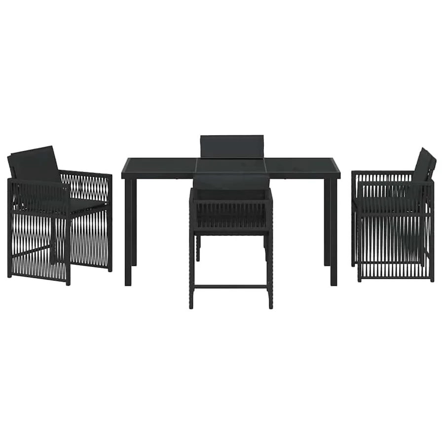 Ensemble de salle à manger pour jardin 5 pcs Noir polyrotin - 7
