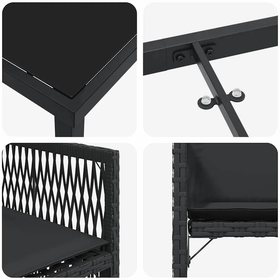 Ensemble de salle à manger pour jardin 5 pcs Noir polyrotin - 9
