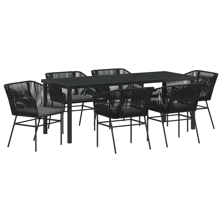 Ensemble de salle à manger pour jardin avec coussin 7 pcs Noir - 2