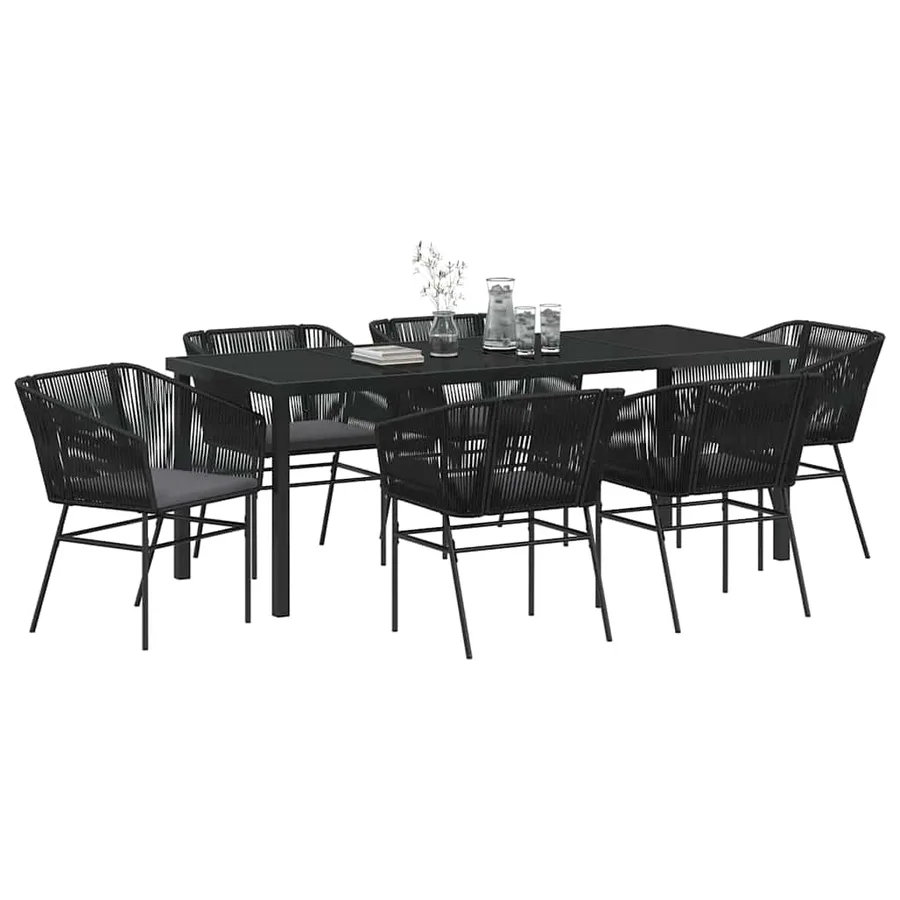 Ensemble de salle à manger pour jardin avec coussin 7 pcs Noir - 3