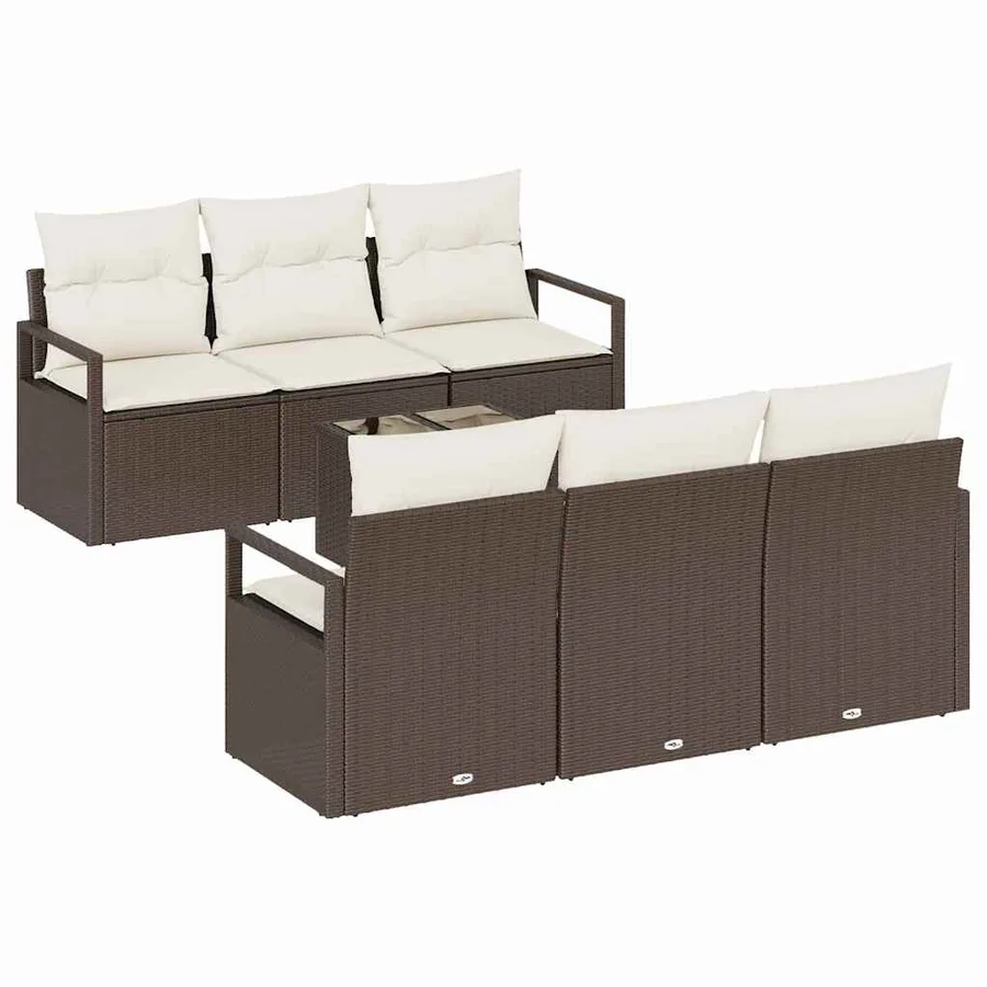 Ensemble de Canapés 7 pcs Marron et Crème polyrotin - 2