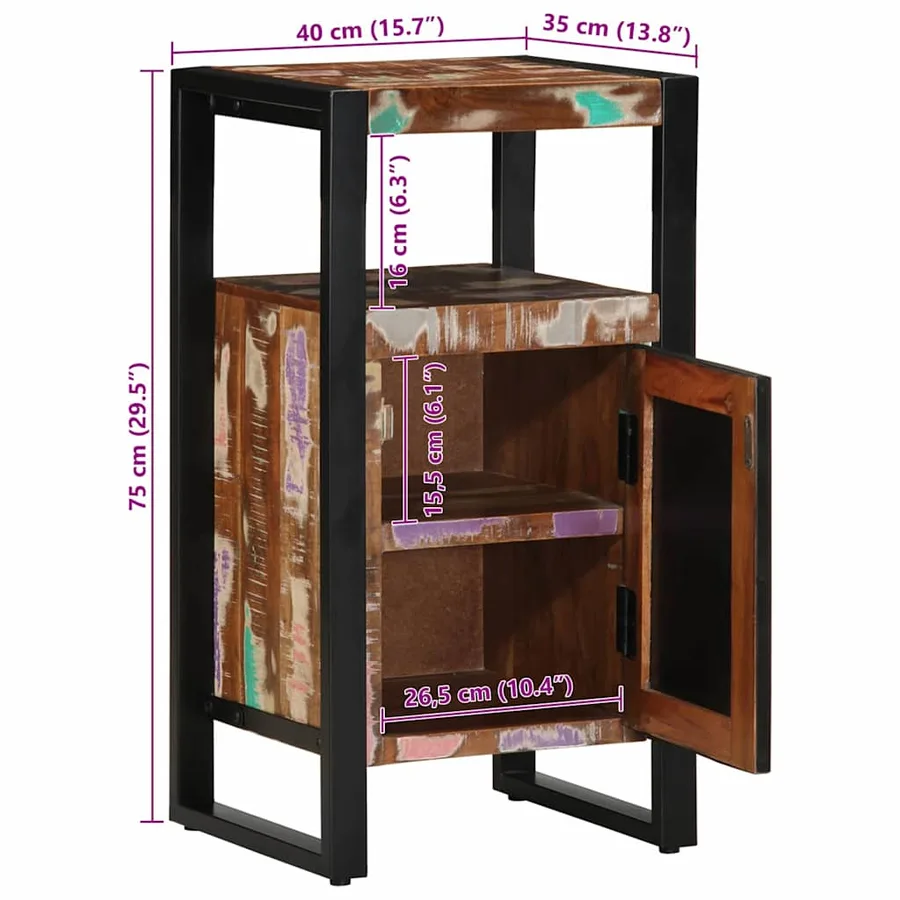 Armoire de salle de bain avec porte Marron Bois Recyclé Solide - 14