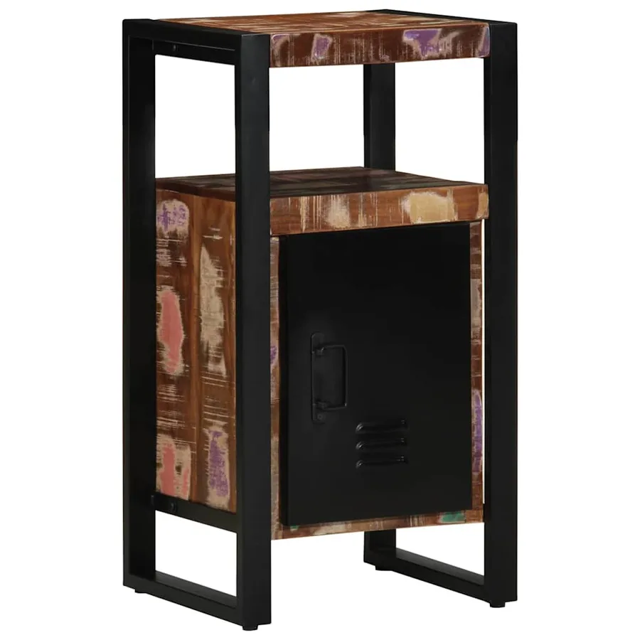 Armoire de salle de bain avec porte Marron Bois Recyclé Solide - 2