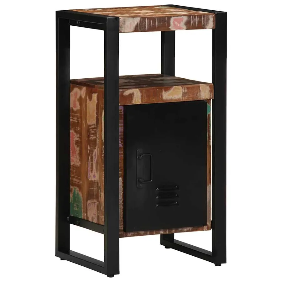 Armoire de salle de bain avec porte Marron Bois Recyclé Solide - 3