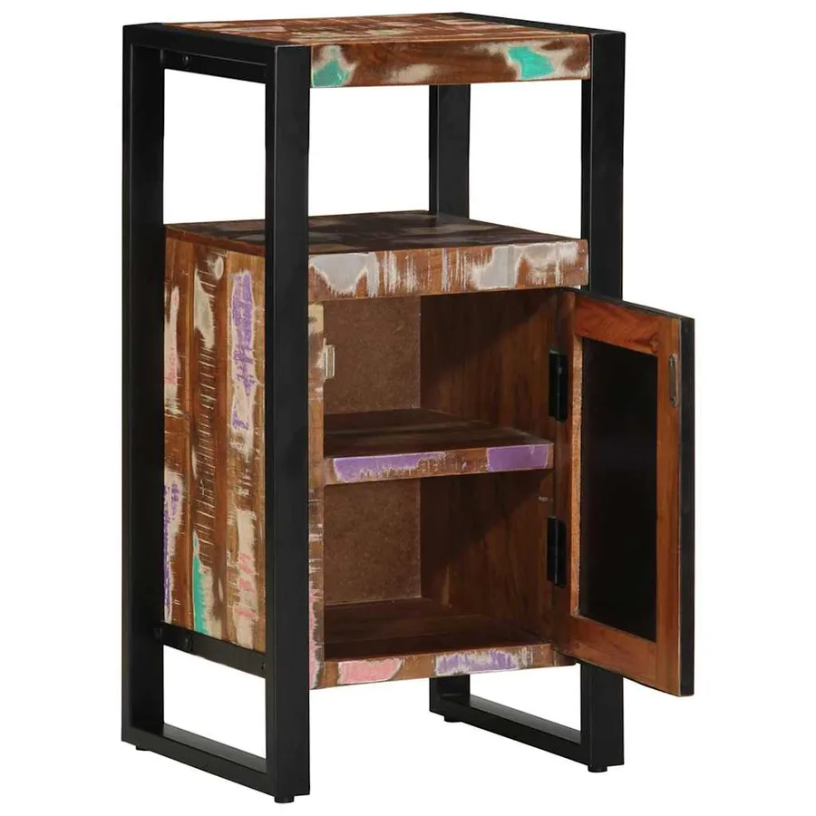 Armoire de salle de bain avec porte Marron Bois Recyclé Solide - 4