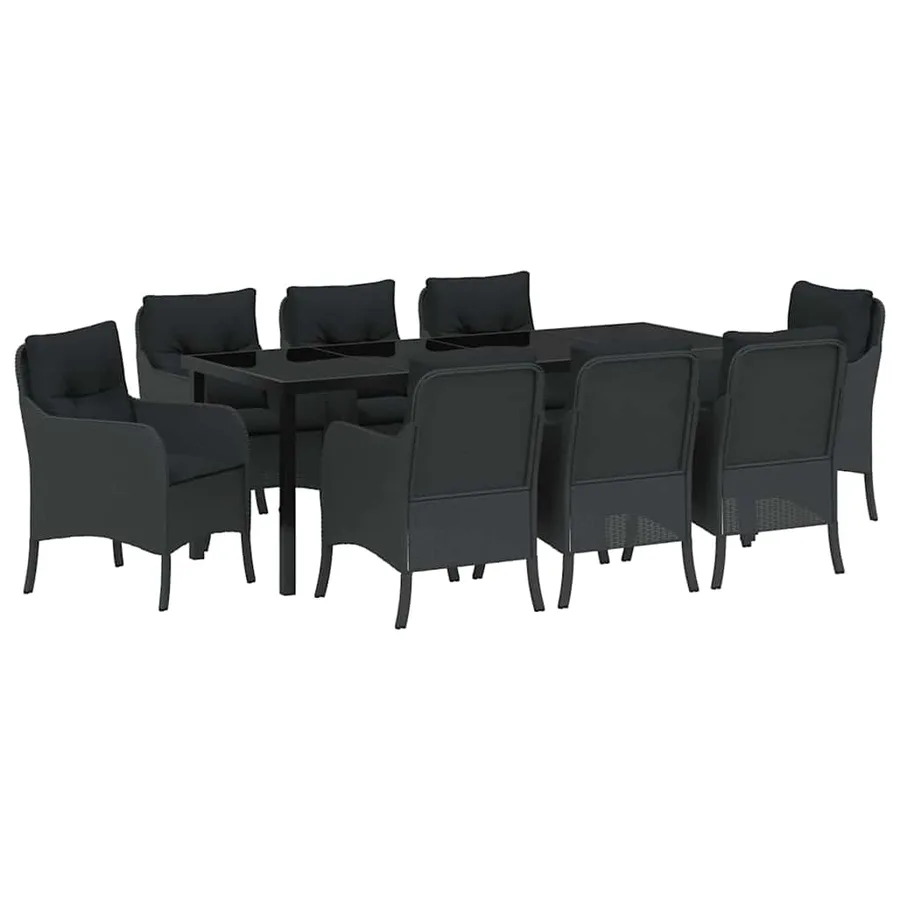 Ensemble de salle à manger pour jardin 9 pcs Noir polyrotin - 2