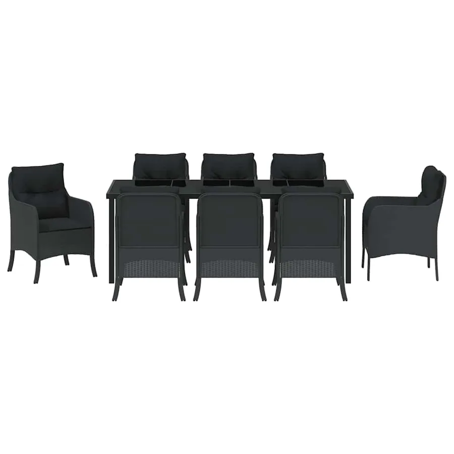 Ensemble de salle à manger pour jardin 9 pcs Noir polyrotin - 7