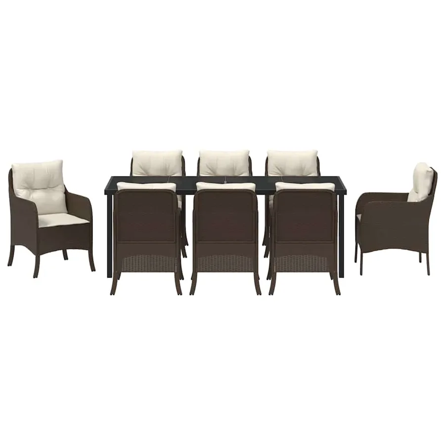 Ensemble de salle à manger pour jardin 9 pcs Marron polyrotin - 7