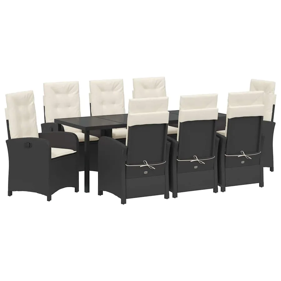 Ensemble de salle à manger pour jardin 9 pcs Noir polyrotin - 2