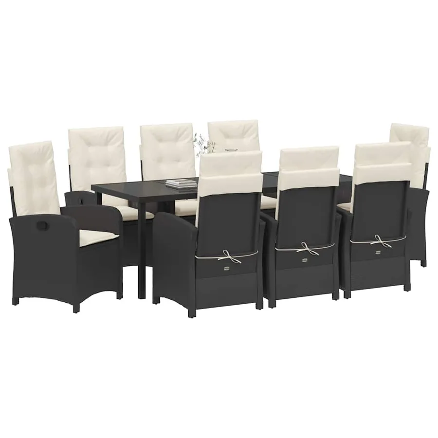 Ensemble de salle à manger pour jardin 9 pcs Noir polyrotin - 3