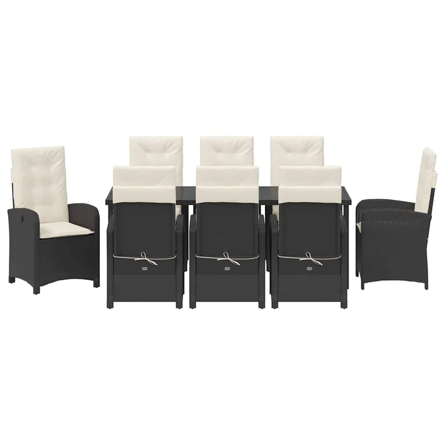 Ensemble de salle à manger pour jardin 9 pcs Noir polyrotin - 7