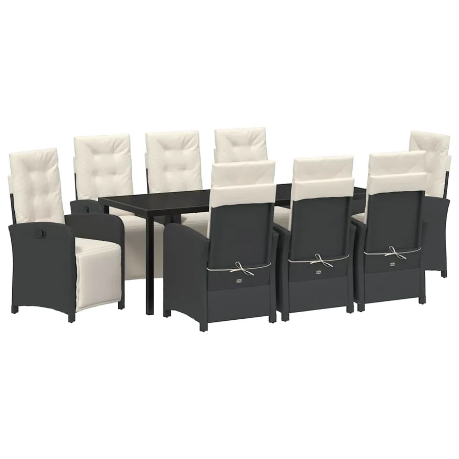 Ensemble de salle à manger pour jardin 9 pcs Noir polyrotin - 2
