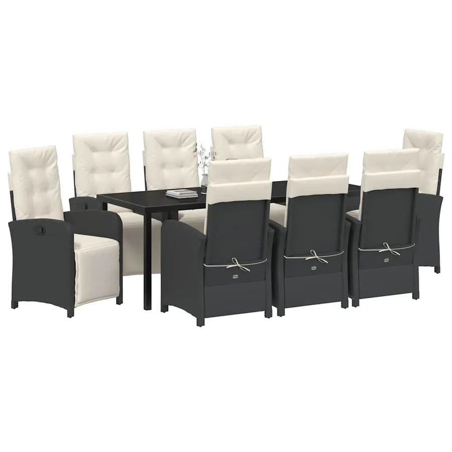 Ensemble de salle à manger pour jardin 9 pcs Noir polyrotin - 3