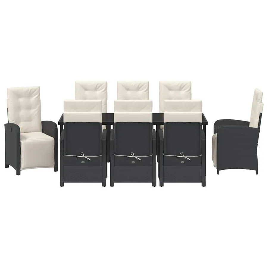 Ensemble de salle à manger pour jardin 9 pcs Noir polyrotin - 7