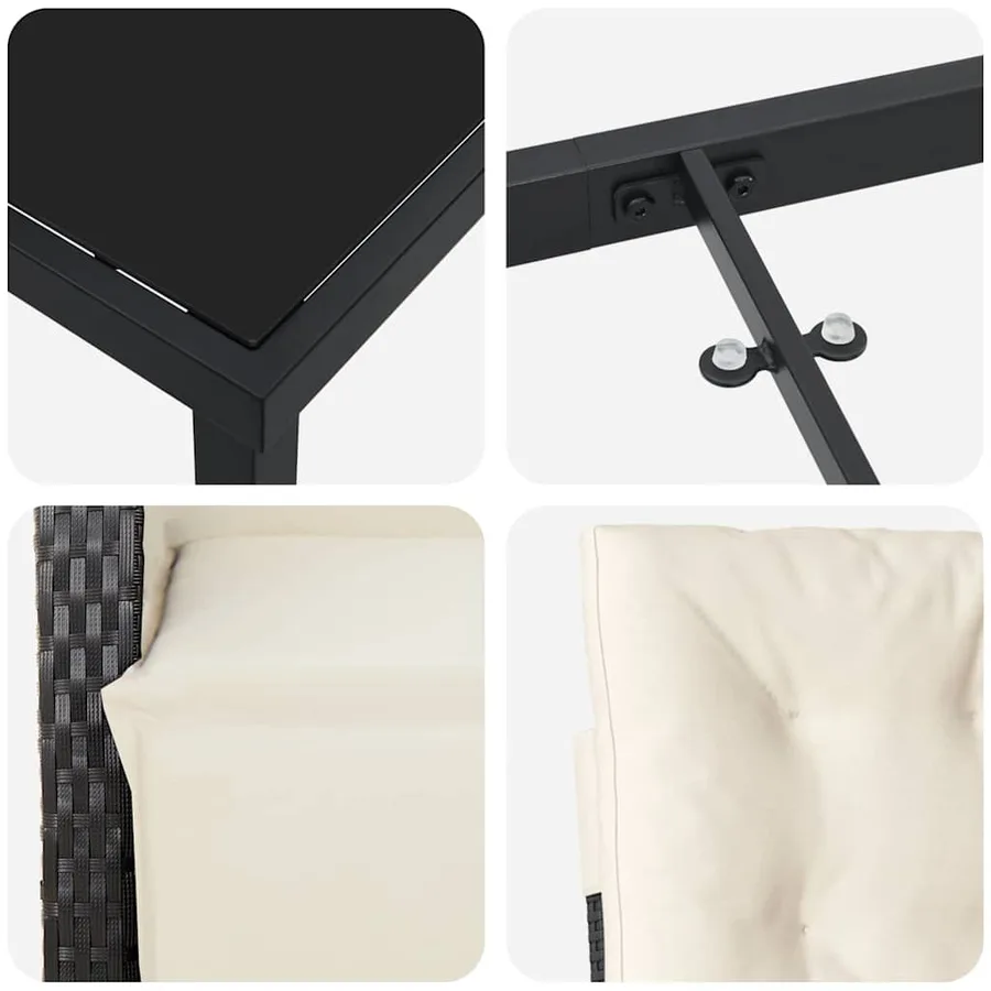 Ensemble de salle à manger pour jardin 9 pcs Noir polyrotin - 9