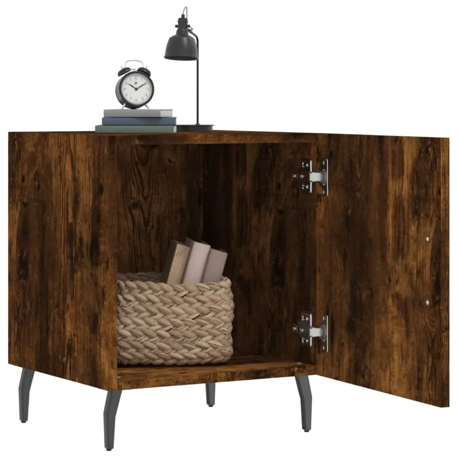 Table de chevet chêne fumé 40x40x50 cm bois d'ingénierie - 3